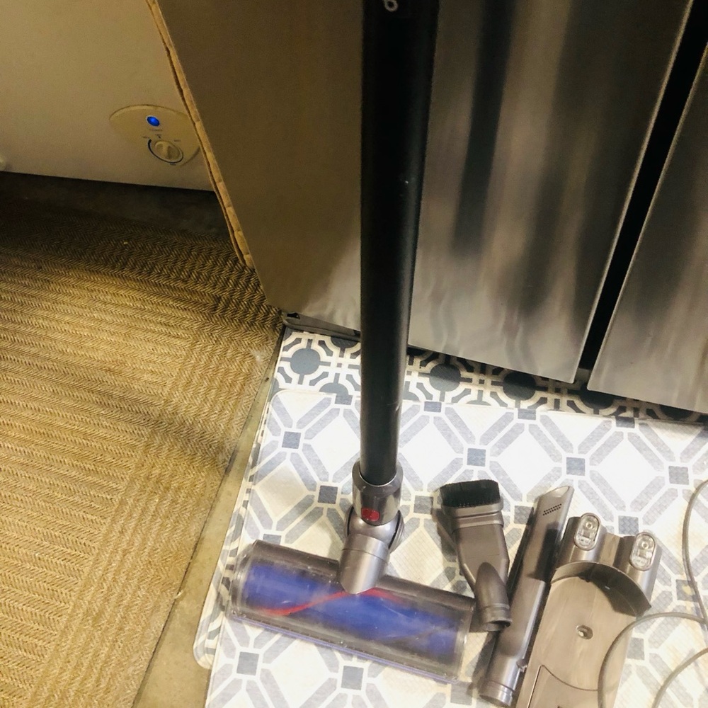 Dyson Stick Vacuum - Silver with Red and Blue Accents